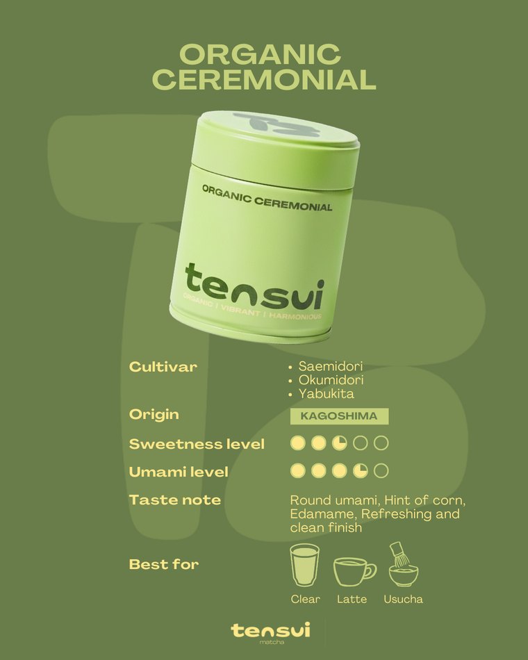 มัทฉะออร์แกนิกเกรดพิธีการ Tensui Organic Ceremonial จาก Kagoshima